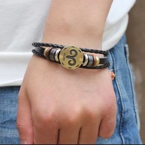Zodiac Vintage Wood Bead Leather Bracelets